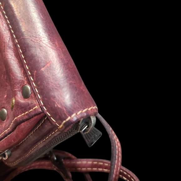 Patrisha Nash Studded Burgundy Leather Crossbody Bag - Picture 5 of 5